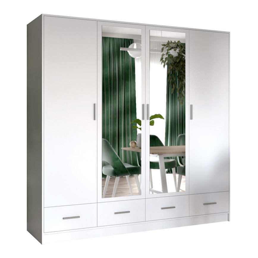 Wardrobe with mirror SANNA 200x215 cm white