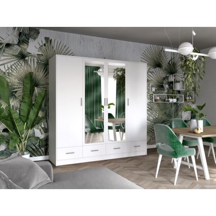 Wardrobe with mirror SANNA 200x215 cm white