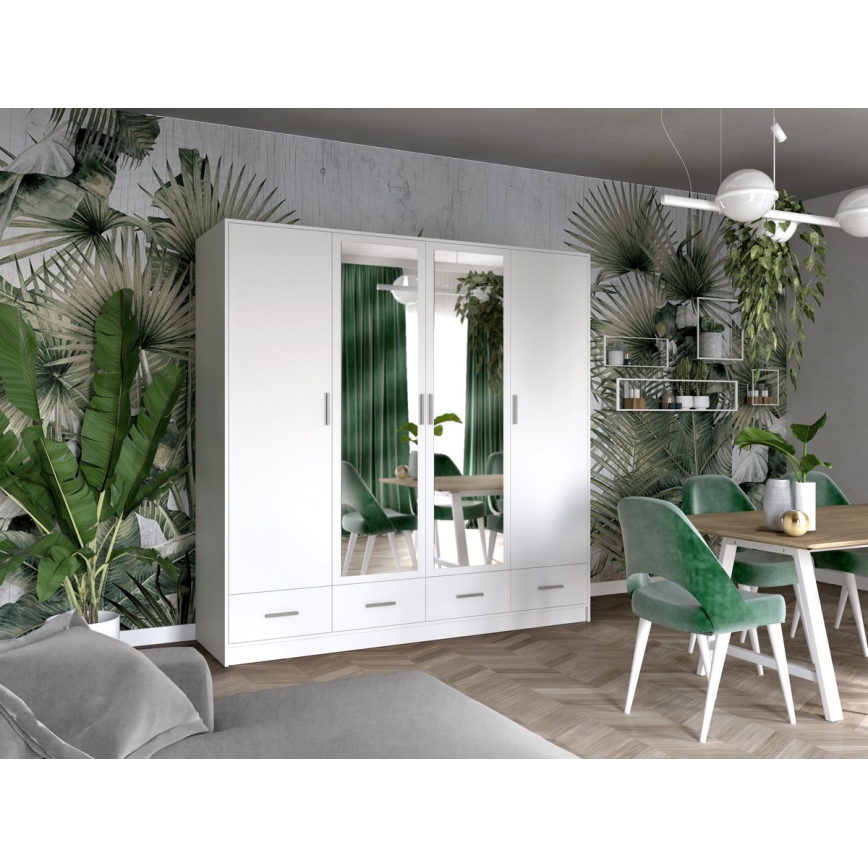 Wardrobe with mirror SANNA 200x215 cm white