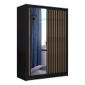 Wardrobe with mirror SANTINO 150x215 cm black/oak craft
