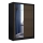 Wardrobe with mirror SANTINO 150x215 cm black/oak craft