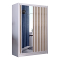 Wardrobe with mirror SANTINO 150x215 cm white/oak craft