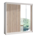 Wardrobe with mirror SANTINO 203x215 cm white/oak craft