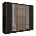 Wardrobe with mirror SANTINO 250x215 cm black/oak craft