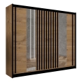 Wardrobe with mirror SANTINO 250x215 cm oak craft/black