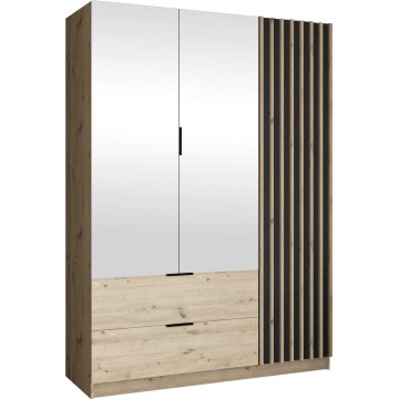 Wardrobe with mirror VISTA 150x215 cm oak artisan/graphite