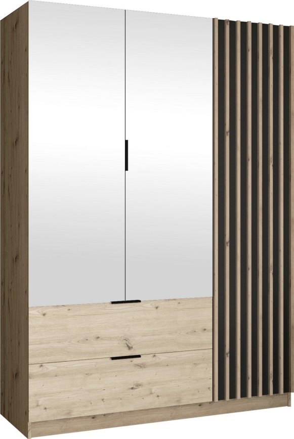 Wardrobe with mirror VISTA 150x215 cm oak artisan/graphite