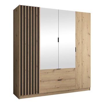 Wardrobe with mirror VISTA 200x215 cm oak artisan/graphite