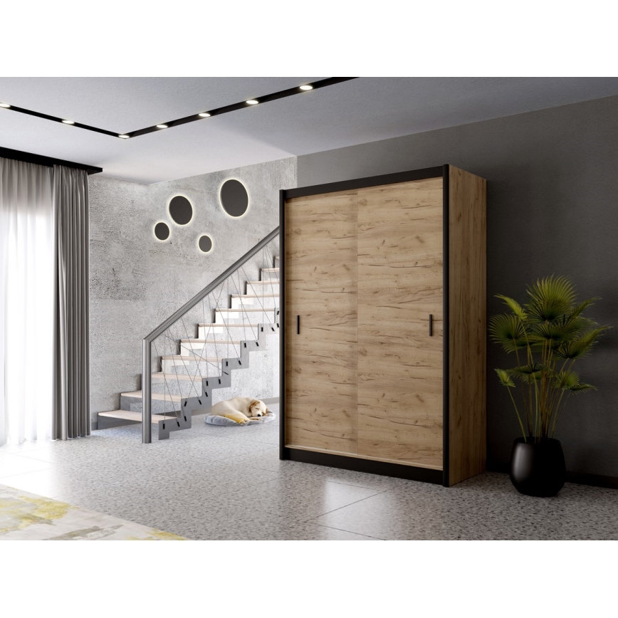 Wardrobe with sliding doors SAPHIRA 150x215 cm oak craft