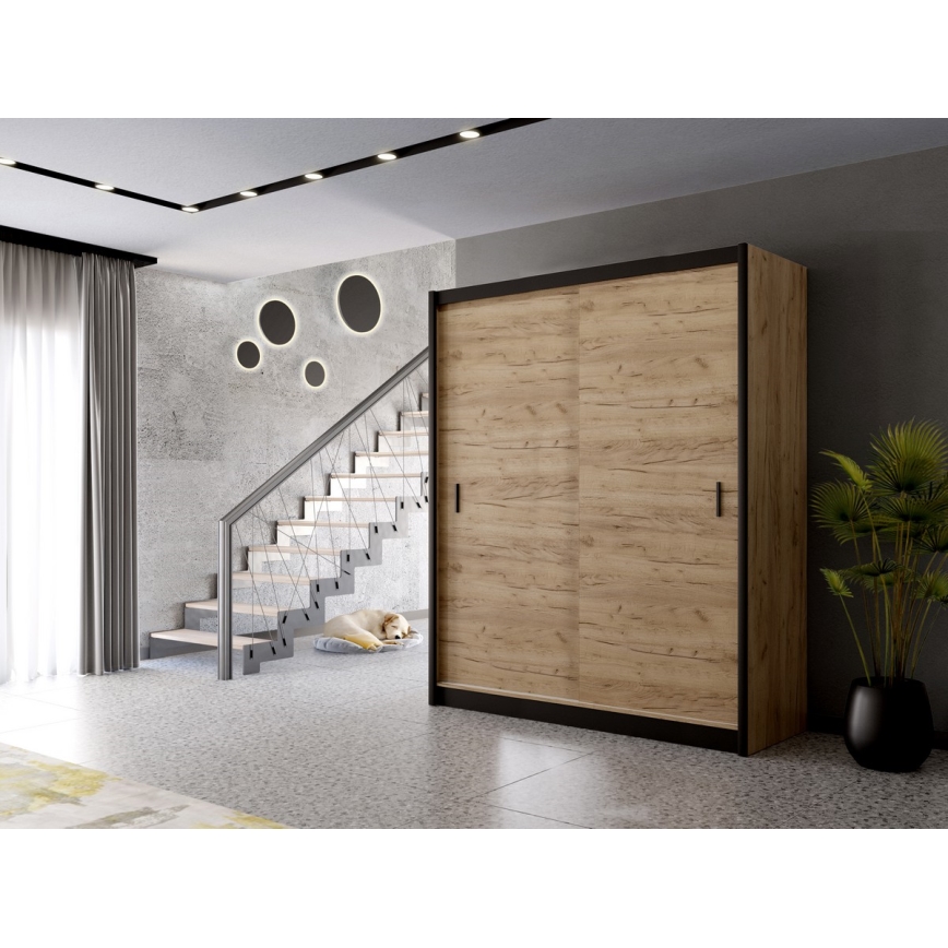 Wardrobe with sliding doors SAPHIRA 203x215 cm oak craft