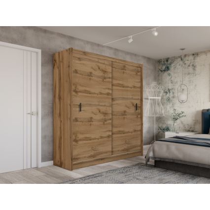 Wardrobe with sliding doors SAPHIRA 203x215 cm oak wotan