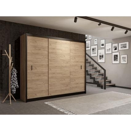 Wardrobe with sliding doors SAPHIRA 250x215 cm oak craft