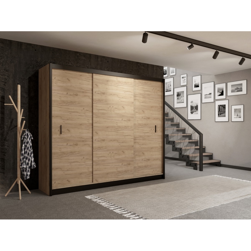 Wardrobe with sliding doors SAPHIRA 250x215 cm oak craft