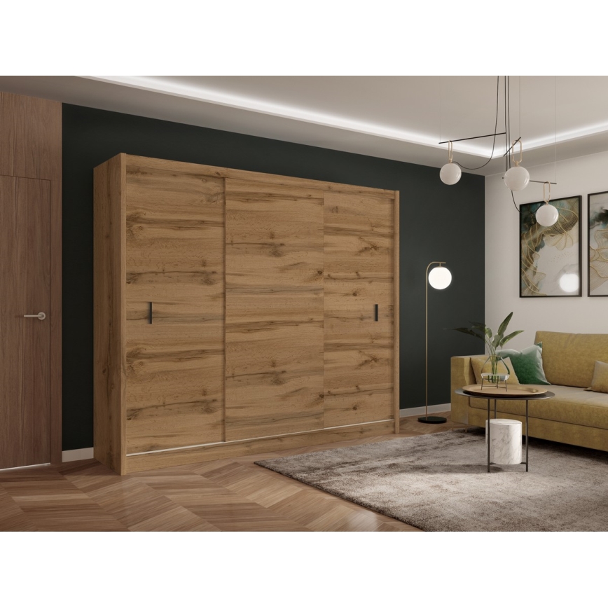 Wardrobe with sliding doors SAPHIRA 250x215 cm oak wotan