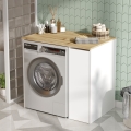 Washing machine cabinet with a storage space 88,3x93,5 cm white/walnut