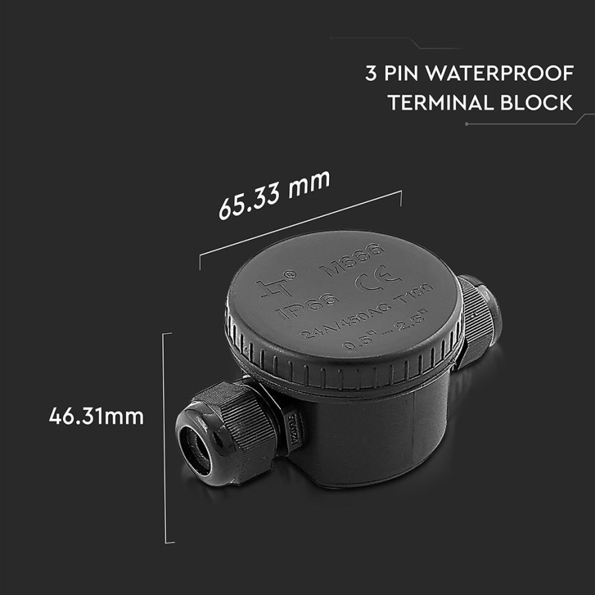 Waterproof connector IP66 black