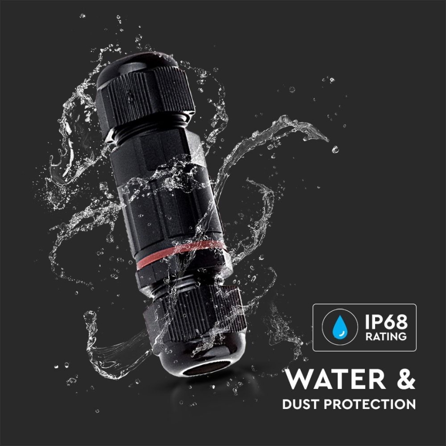 Waterproof connector IP68 black