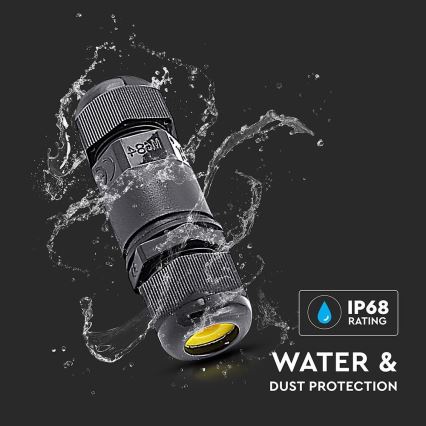 Waterproof connector IP68 black