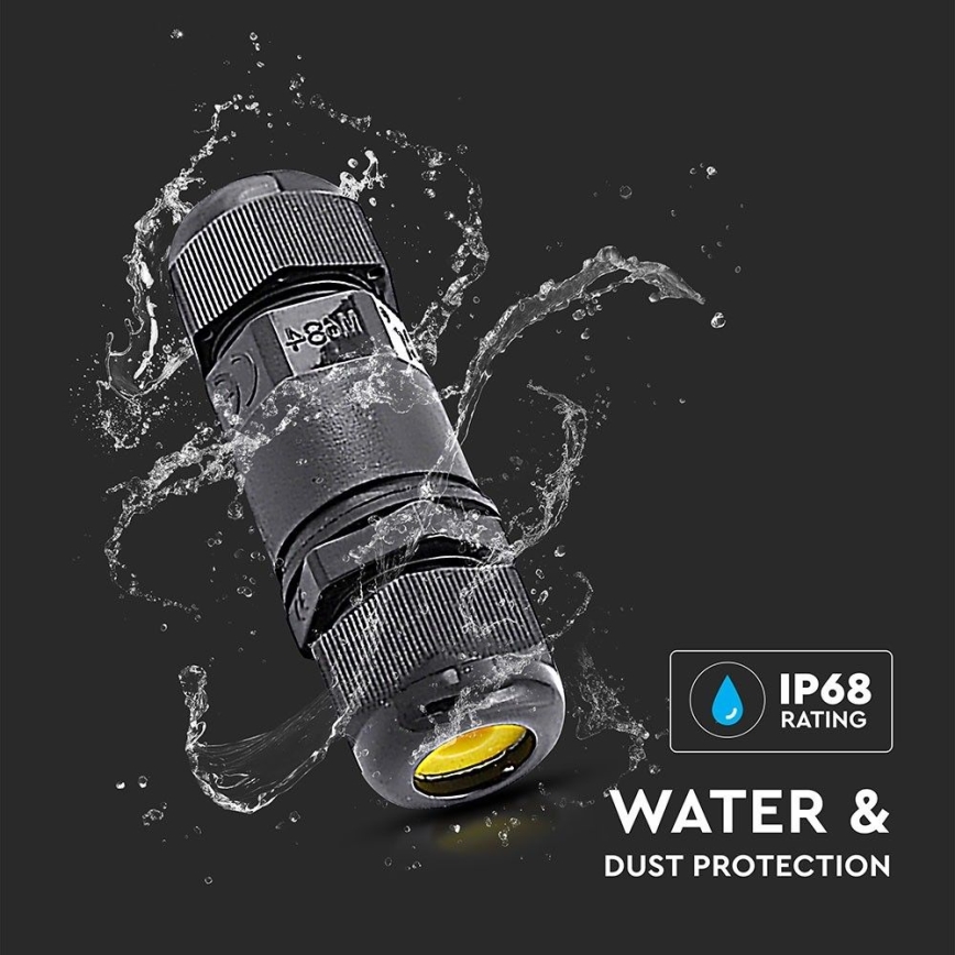 Waterproof connector IP68 black