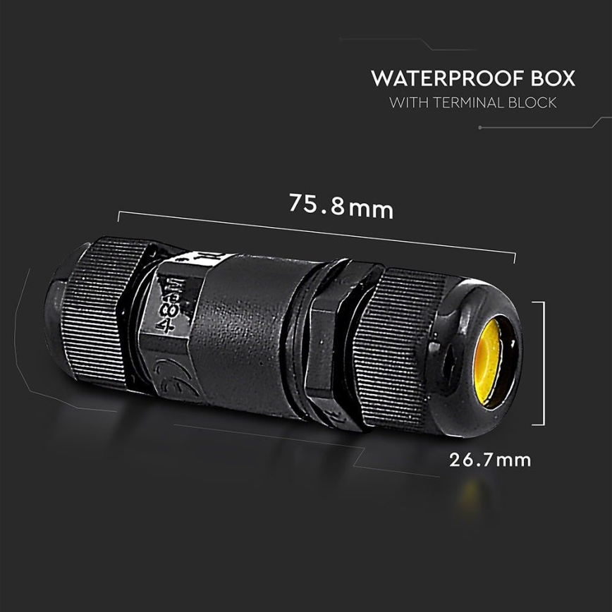 Waterproof connector IP68 black
