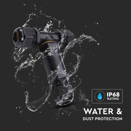 Waterproof connector IP68 black