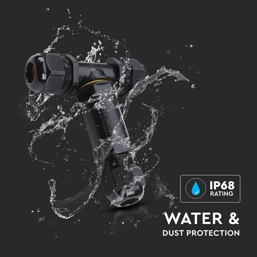 Waterproof connector IP68 black