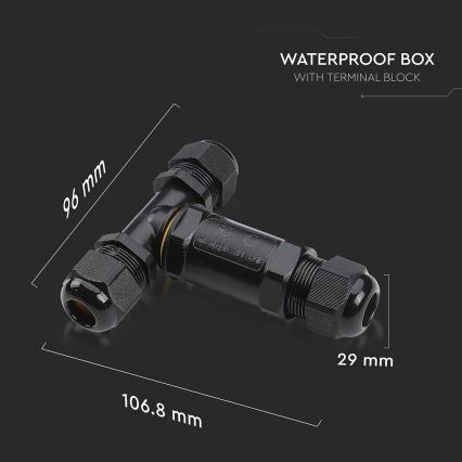 Waterproof connector IP68 black