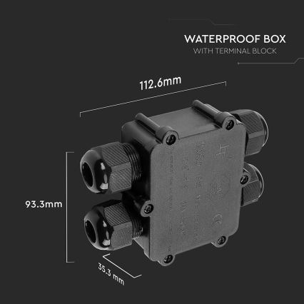 Waterproof junction box IP68 black