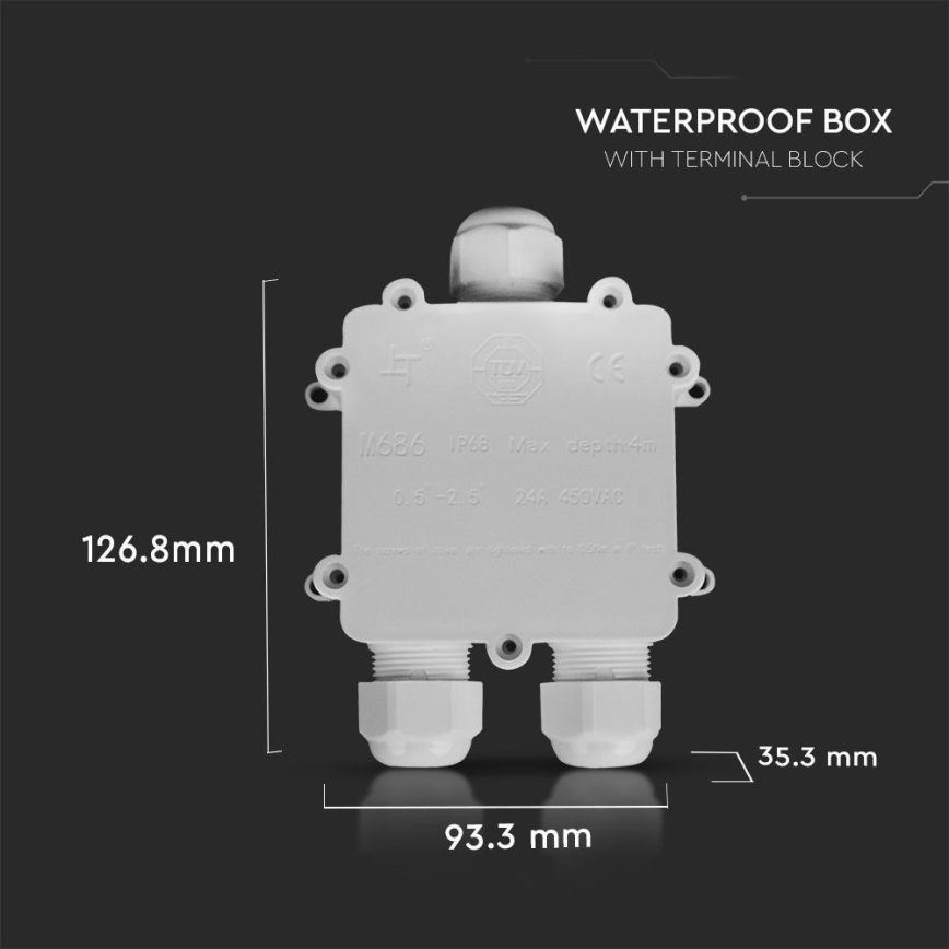 Waterproof junction box IP68 white