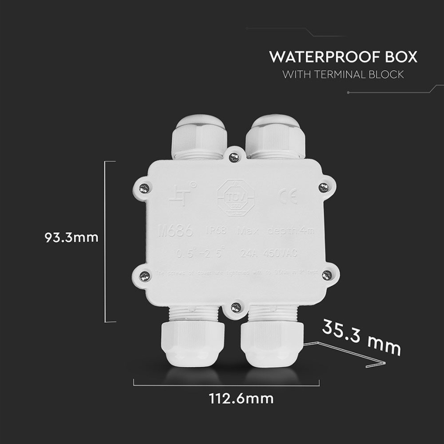 Waterproof junction box IP68 white