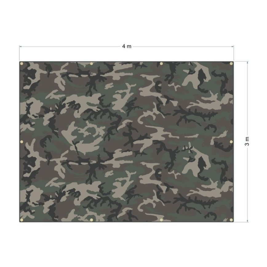 Waterproof tarpaulin 3x4 m camouflage
