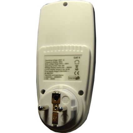 Wattmeter and electricity consumption meter 3600W/230V