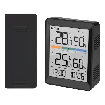 Weather station with alarm clock 2xAAA + 2xAAA black