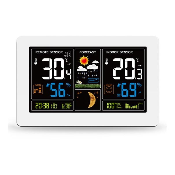 Weather station with LCD screen USB charging white
