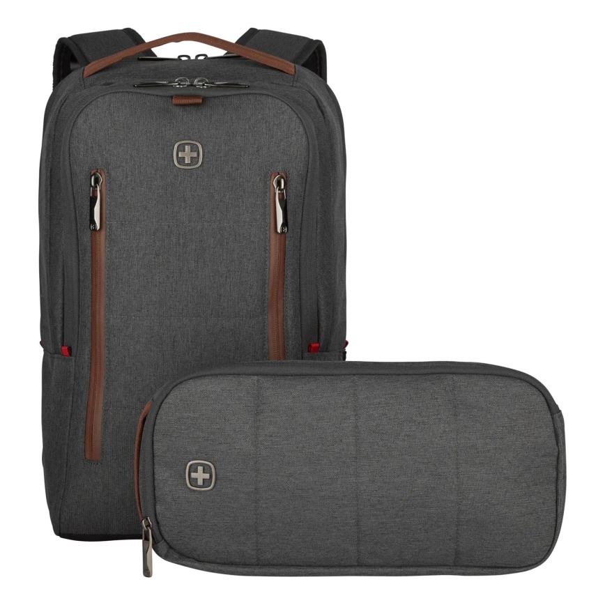 Wenger - Laptop backpack 15 l 16" with tablet pocket 12" + crossbody bag City Upgrade 2in1 grey
