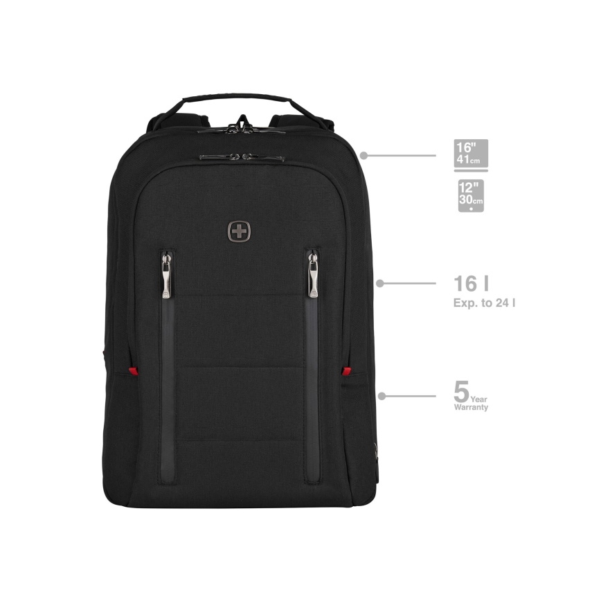 Wenger - Laptop backpack 16 l 16" with tablet pocket 12" City Traveler black