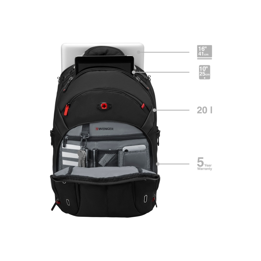 Wenger - Laptop backpack 20 l 15" with tablet pocket 10" Gigabyte black