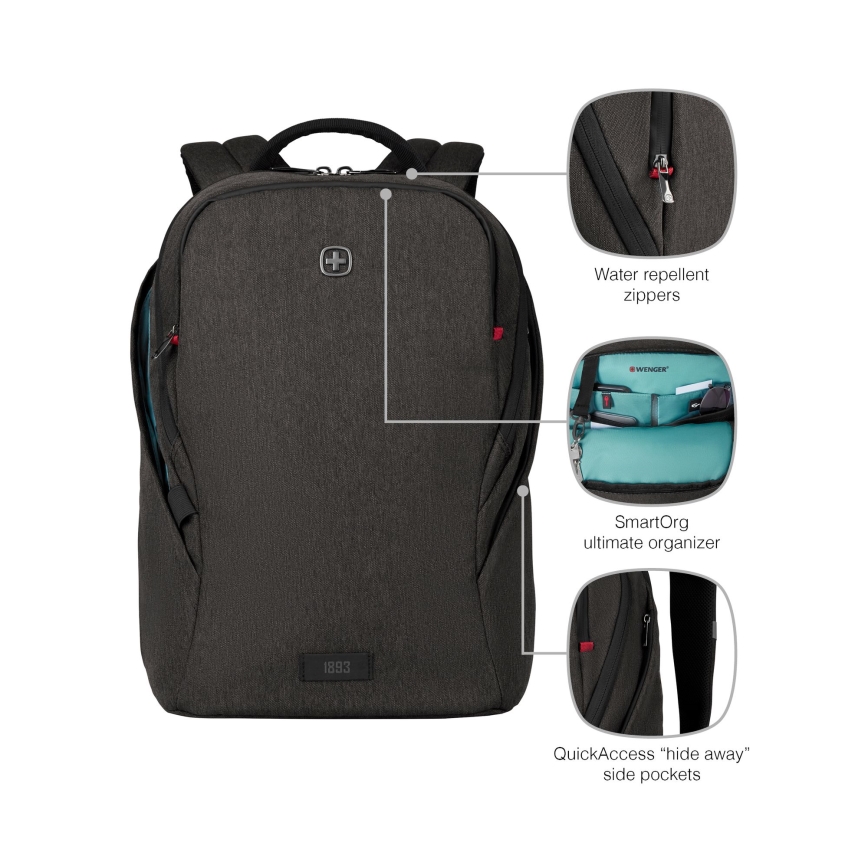 Wenger - Laptop backpack 21 l 16" with tablet pocket 10" MX Light black