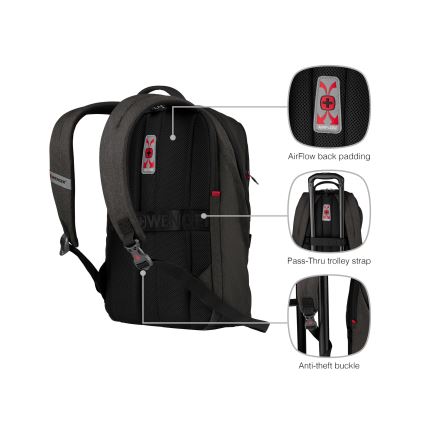 Wenger - Laptop backpack 21 l 16" with tablet pocket 10" MX Light black