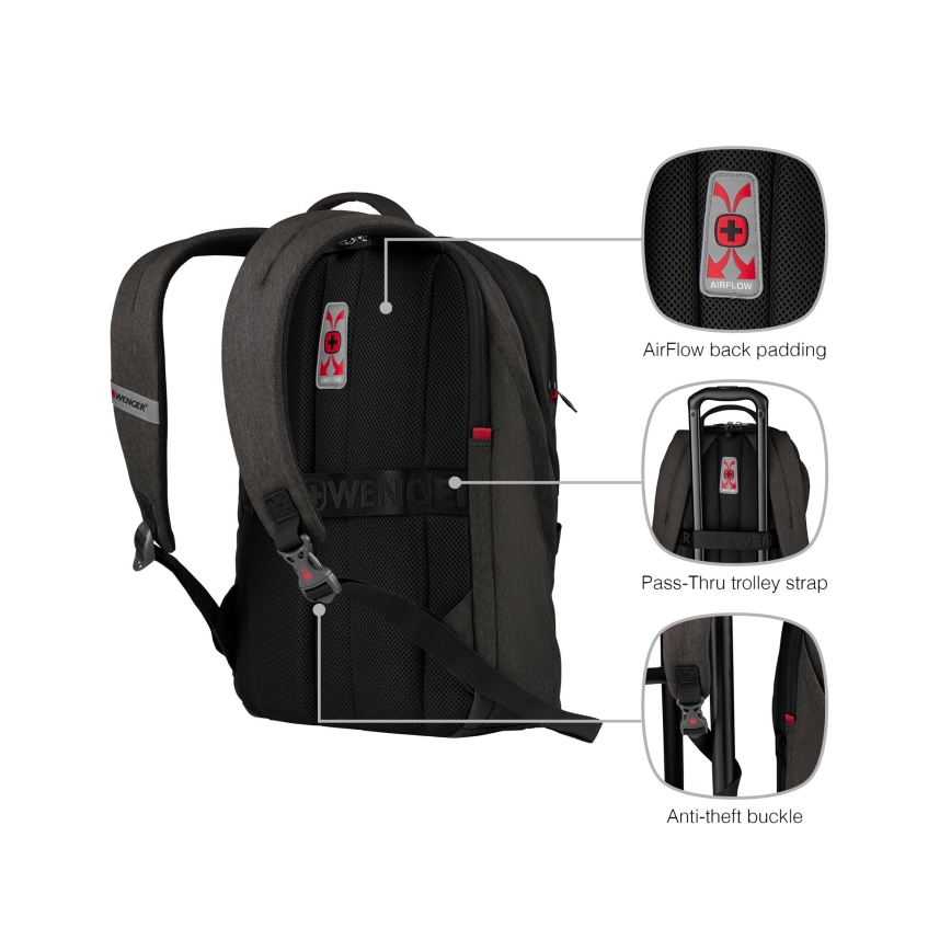Wenger - Laptop backpack 21 l 16" with tablet pocket 10" MX Light black