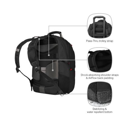 Wenger - Laptop backpack 25 l 16" with tablet pocket 10" Pegasus Deluxe black