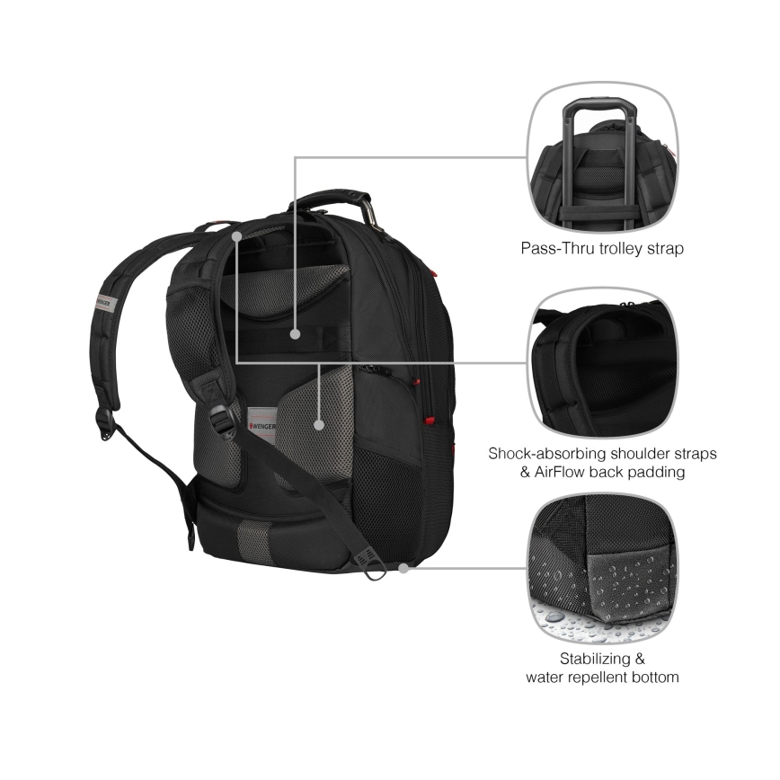 Wenger - Laptop backpack 25 l 16" with tablet pocket 10" Pegasus Deluxe black