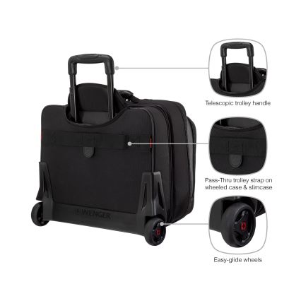 Wenger - Travel suitcase on wheels 23 l 17" + laptop bag 15,4" Potomac black