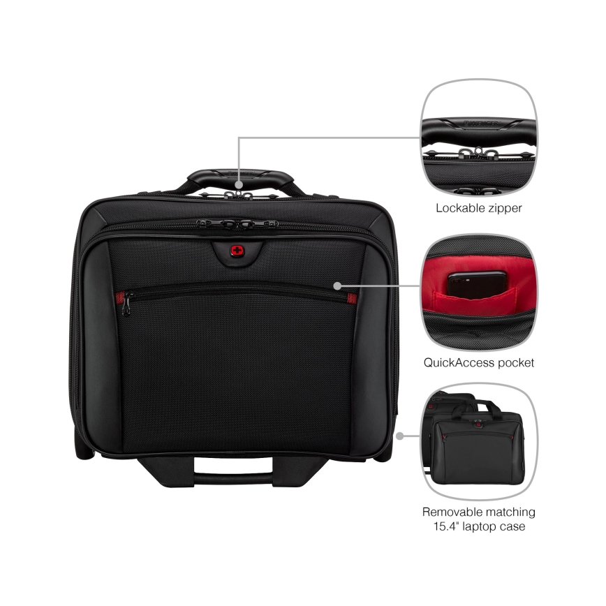 Wenger - Travel suitcase on wheels 23 l 17" + laptop bag 15,4" Potomac black