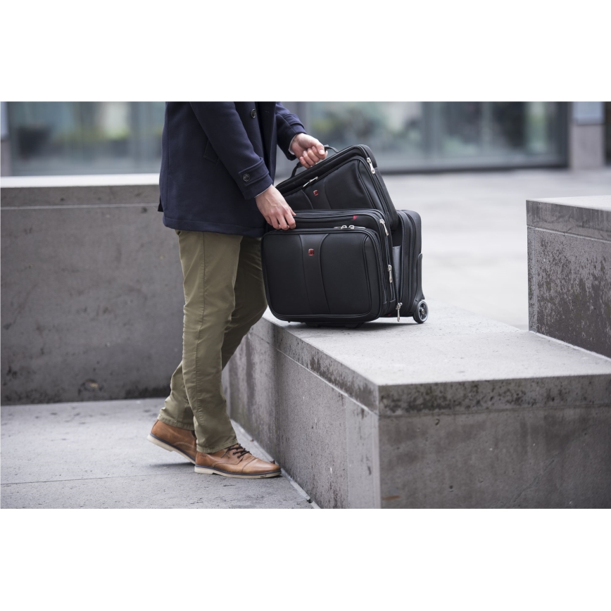 Wenger - Travel suitcase on wheels 25 l 17" + laptop bag 15,6" Patriot black