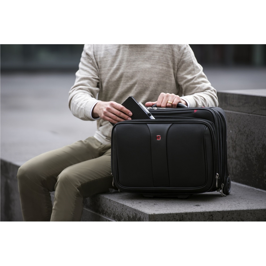Wenger - Travel suitcase on wheels 25 l 17" + laptop bag 15,6" Patriot black