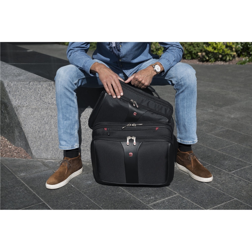 Wenger - Travel suitcase on wheels 25 l 17" + laptop bag 15,6" Patriot black