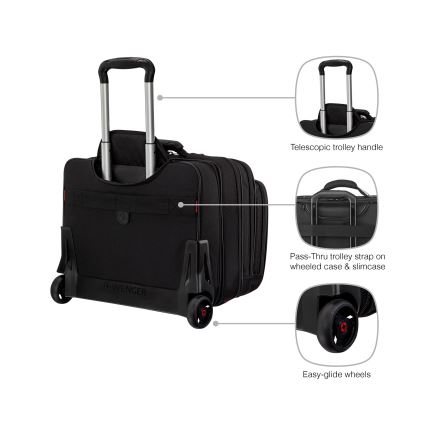Wenger - Travel suitcase on wheels 25 l 17" + laptop bag 15,6" Patriot black