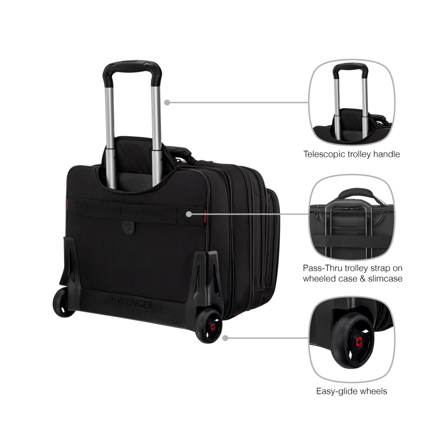 Wenger - Travel suitcase on wheels 25 l 17" + laptop bag 15,6" Patriot black