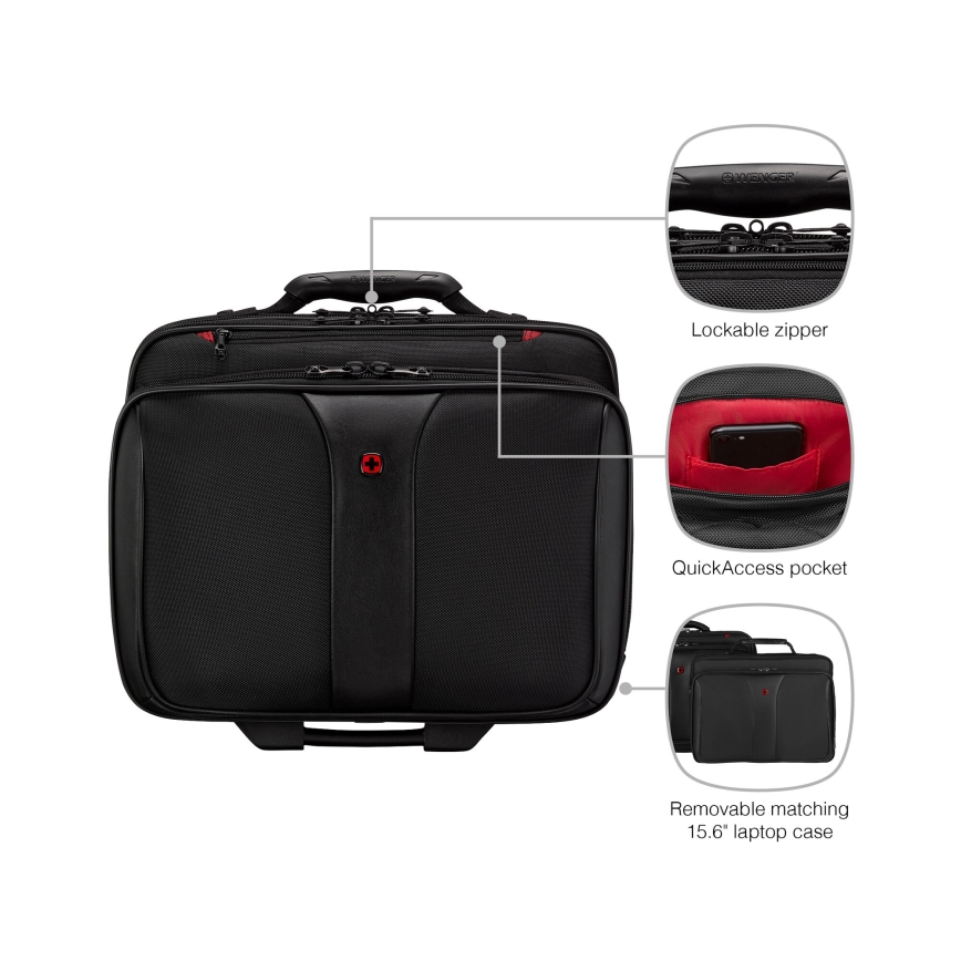 Wenger - Travel suitcase on wheels 25 l 17" + laptop bag 15,6" Patriot black